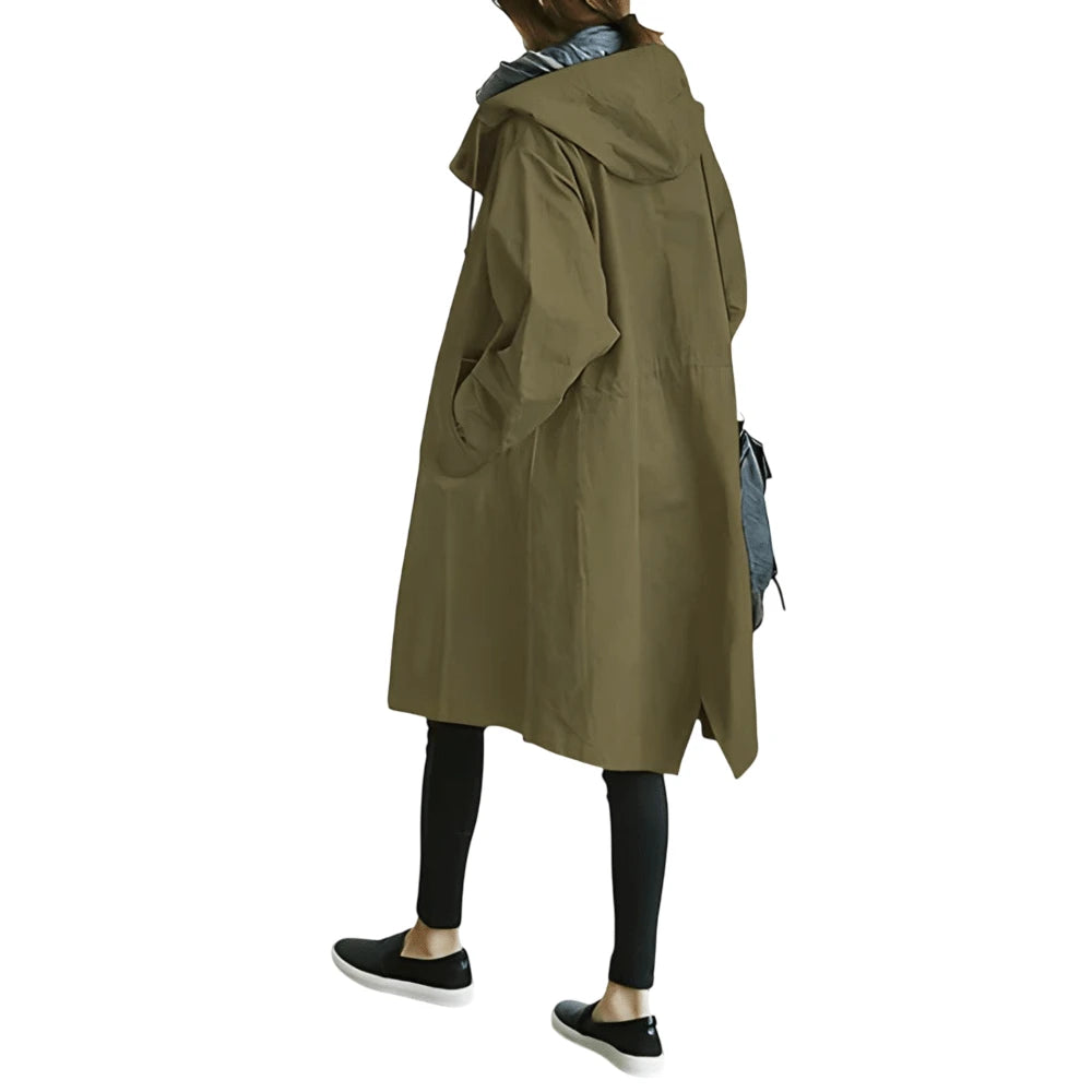 Women's Lightweight Hooded Winter Trench Coat