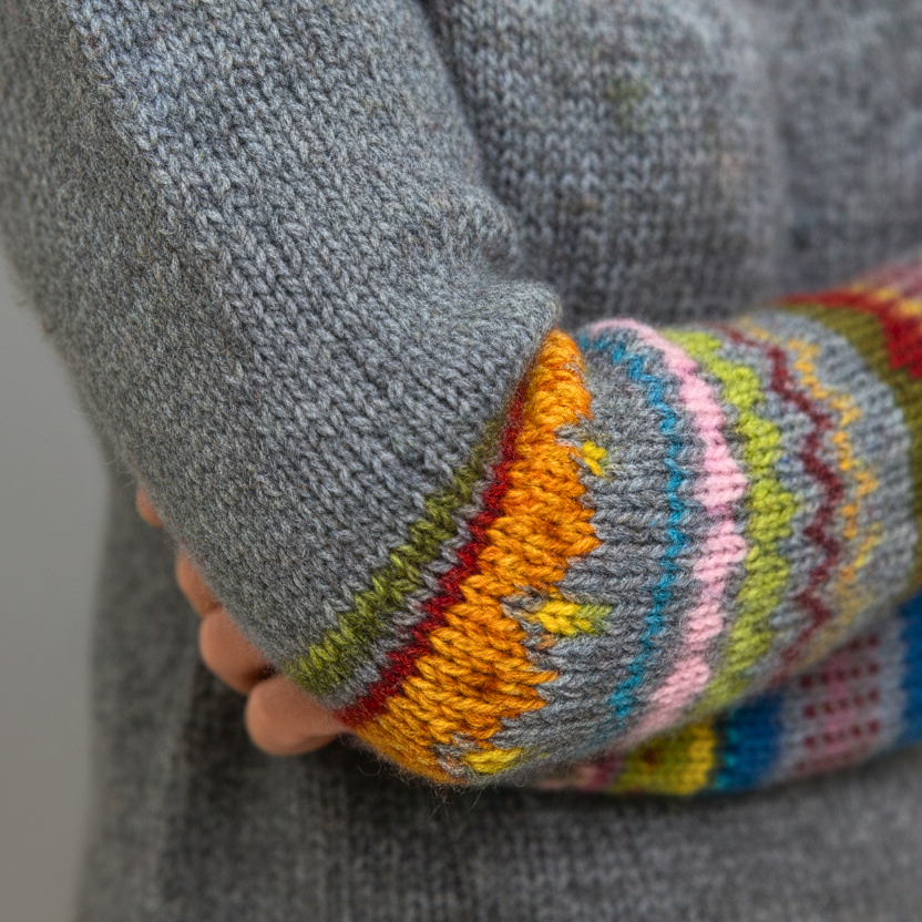 Women's Grey Fair Isle Crew Neck Yoke Jumper