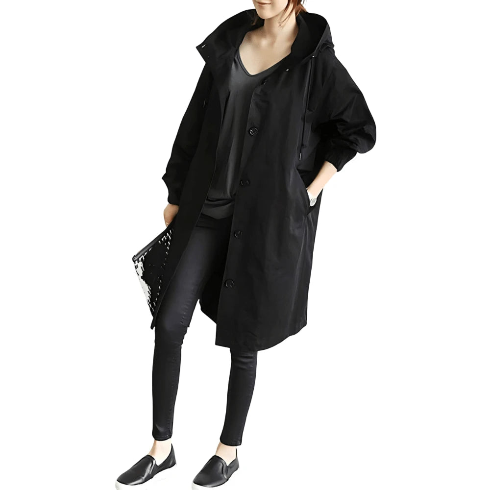 Women's Lightweight Hooded Winter Trench Coat