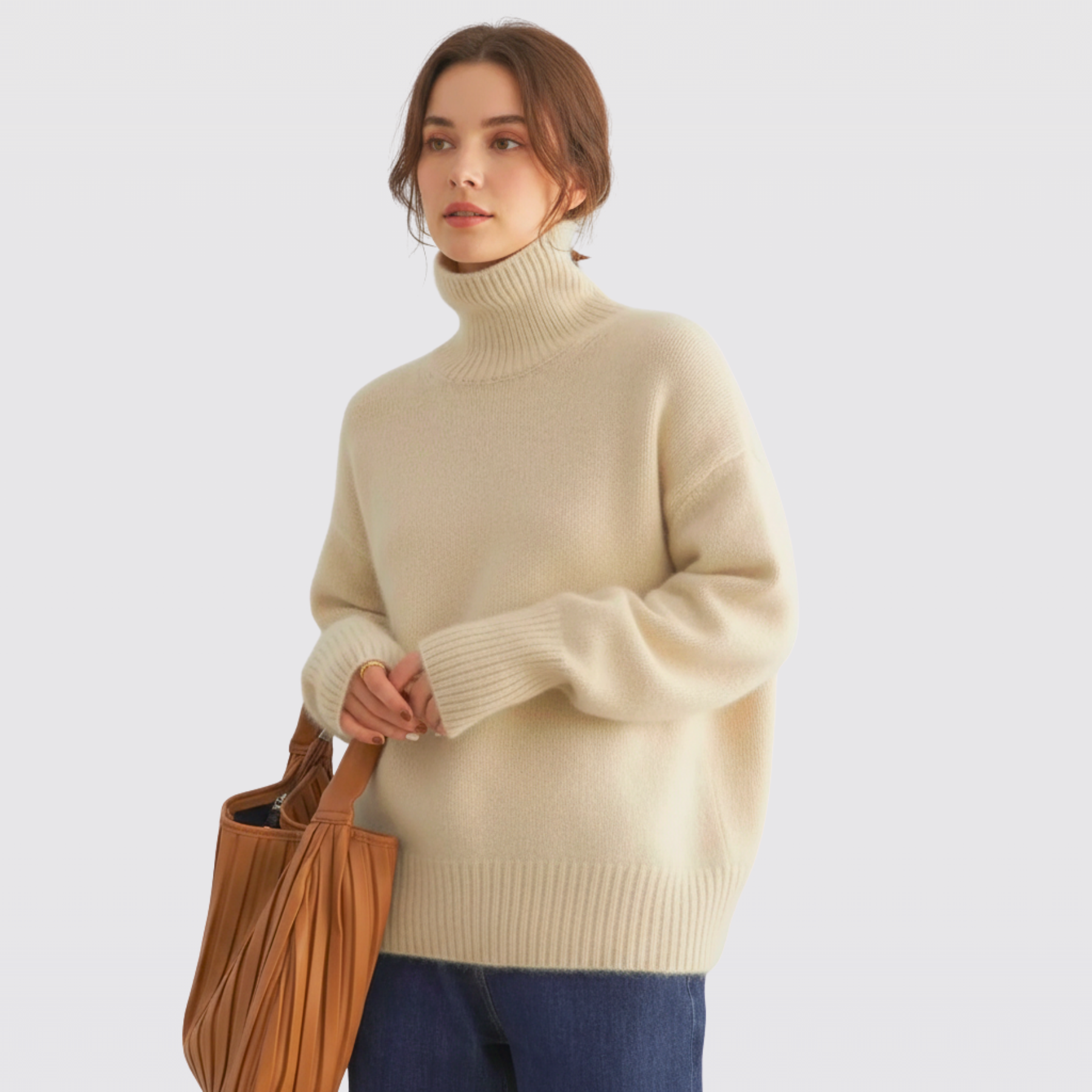 Women's Cosy Cashmere Roll Neck Winter Jumper