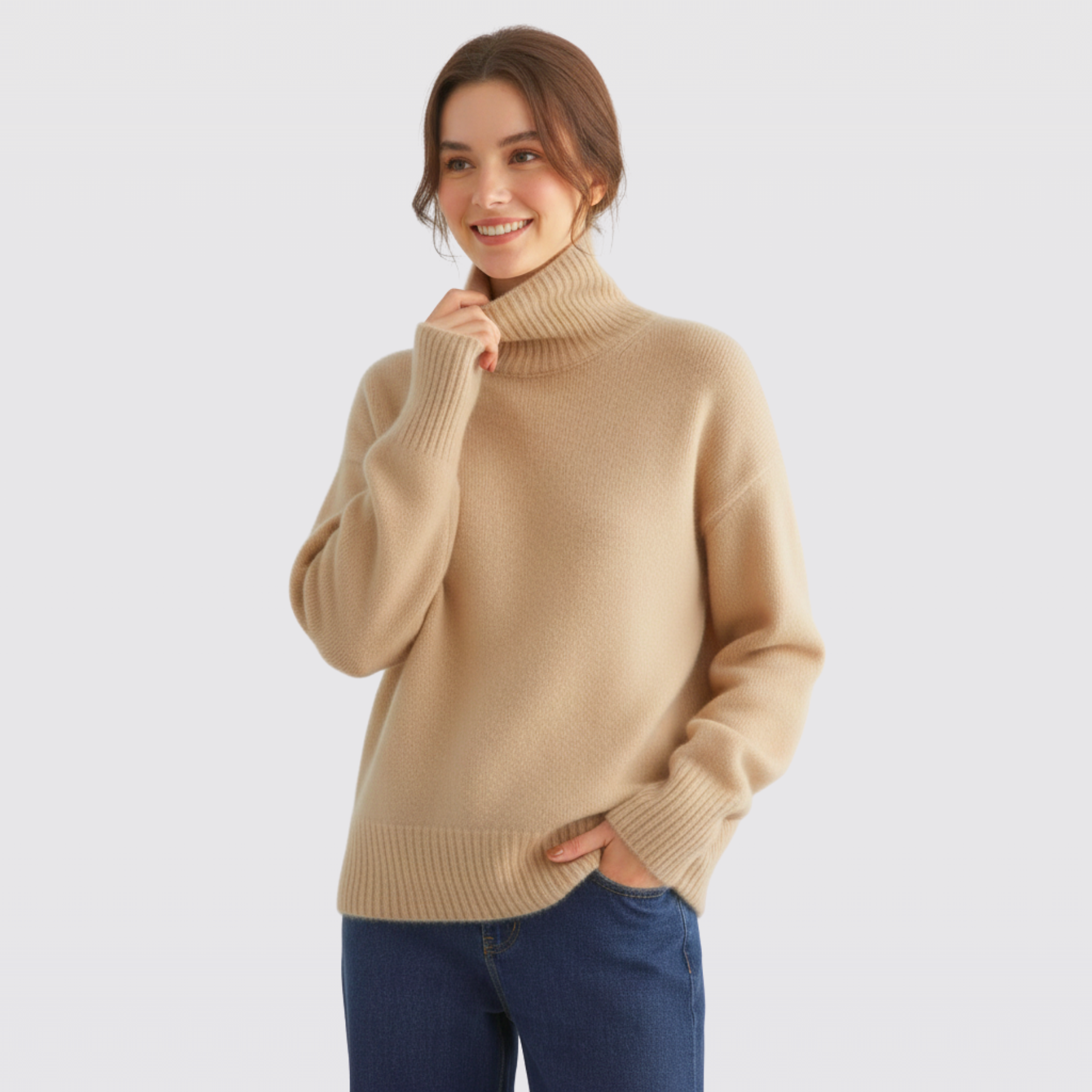 Women's Cosy Cashmere Roll Neck Winter Jumper