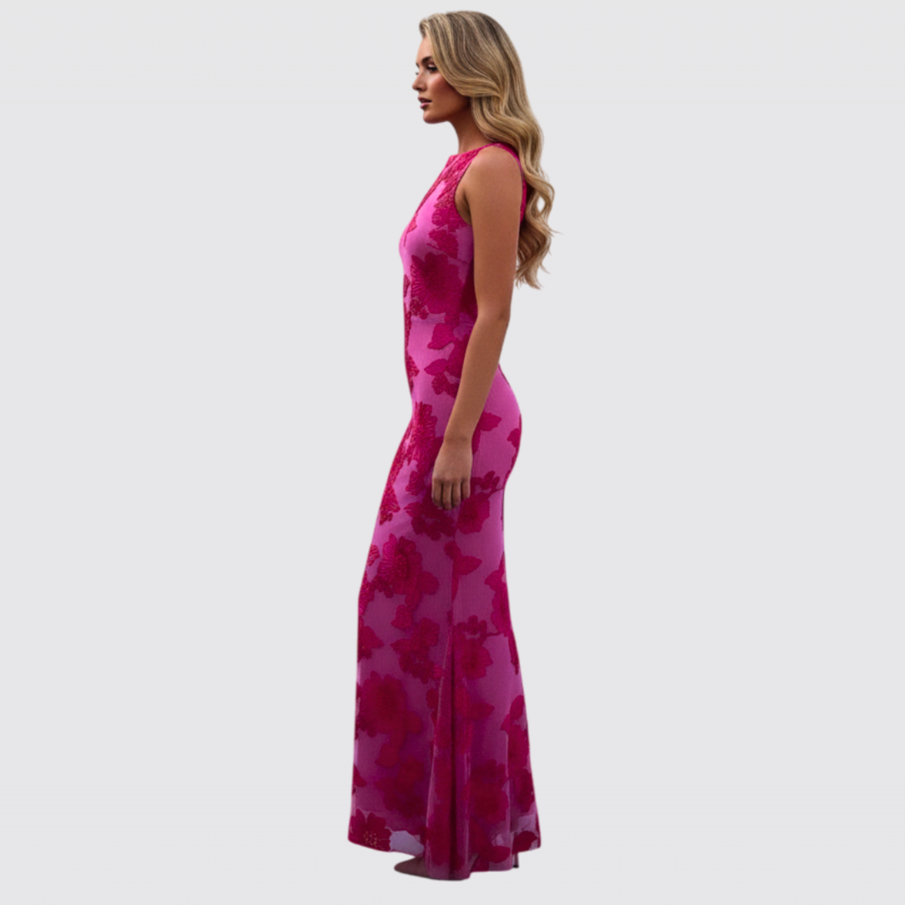 Women's Floral Embroidery Sleeveless Maxi Party Dress