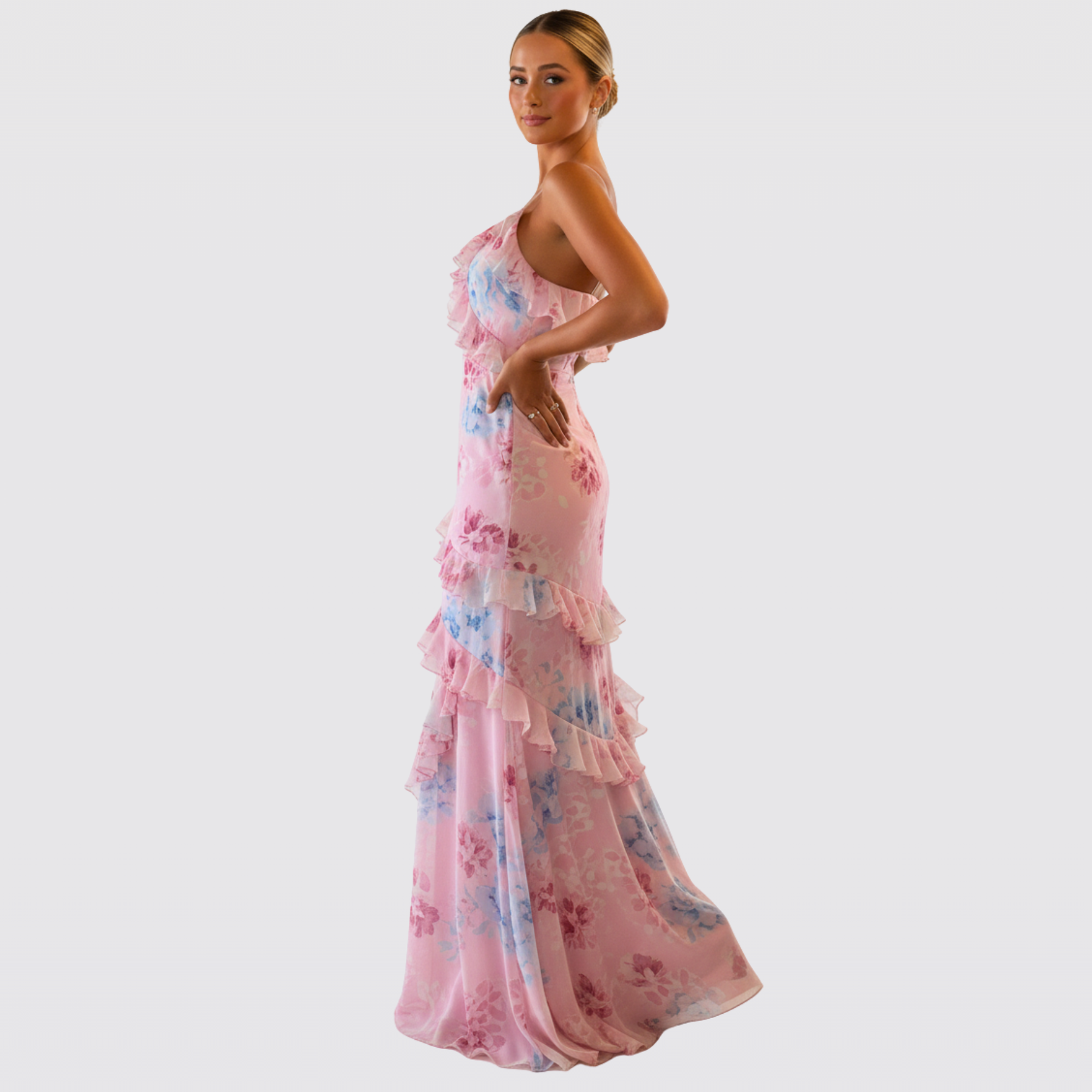 Women's Floral Ruffle Christmas Party Maxi Dress