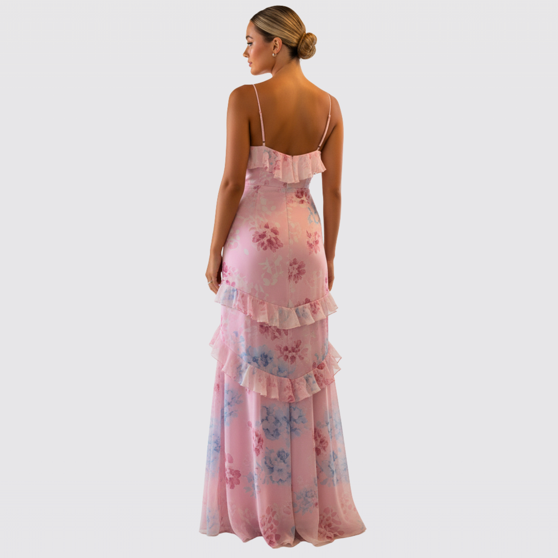 Women's Floral Ruffle Christmas Party Maxi Dress