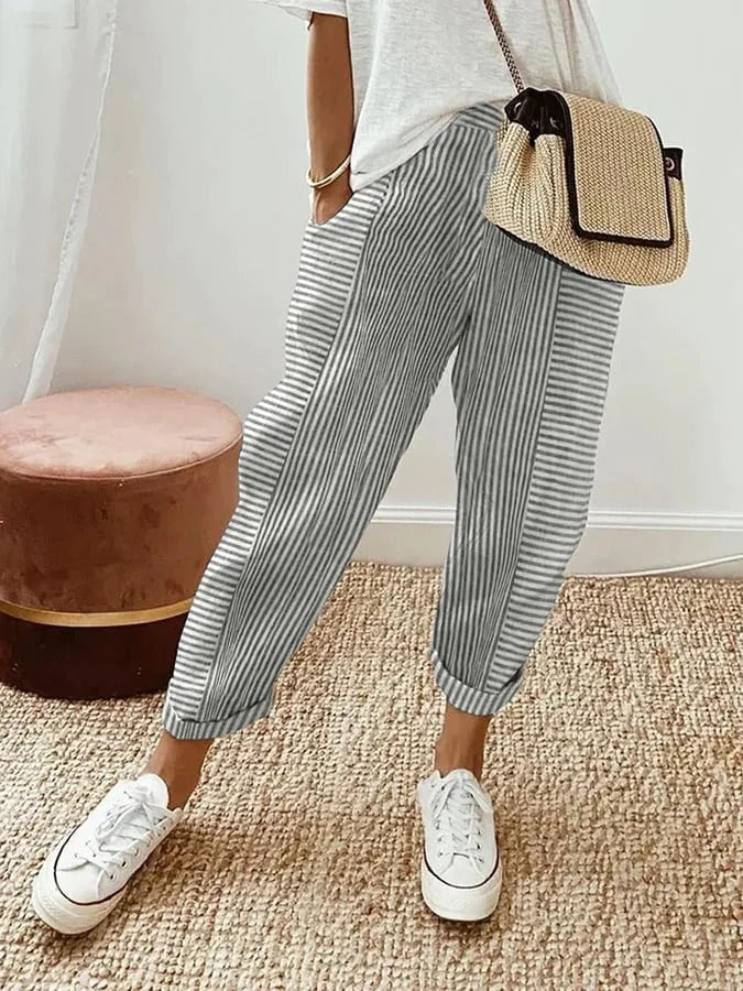 Hollis™ | Linen Striped Trousers