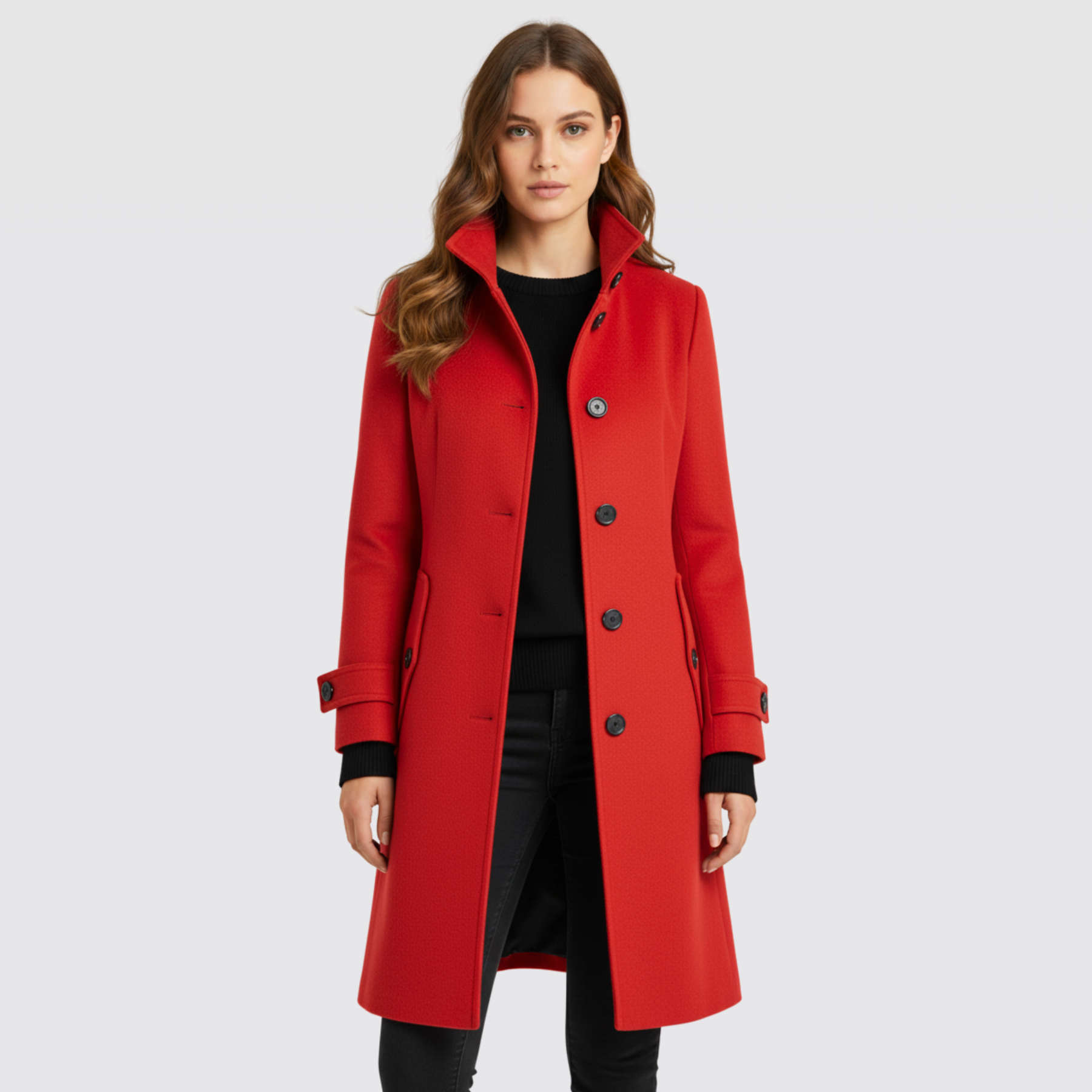 Women's Belted Long Wool Blend Winter Trench Coat