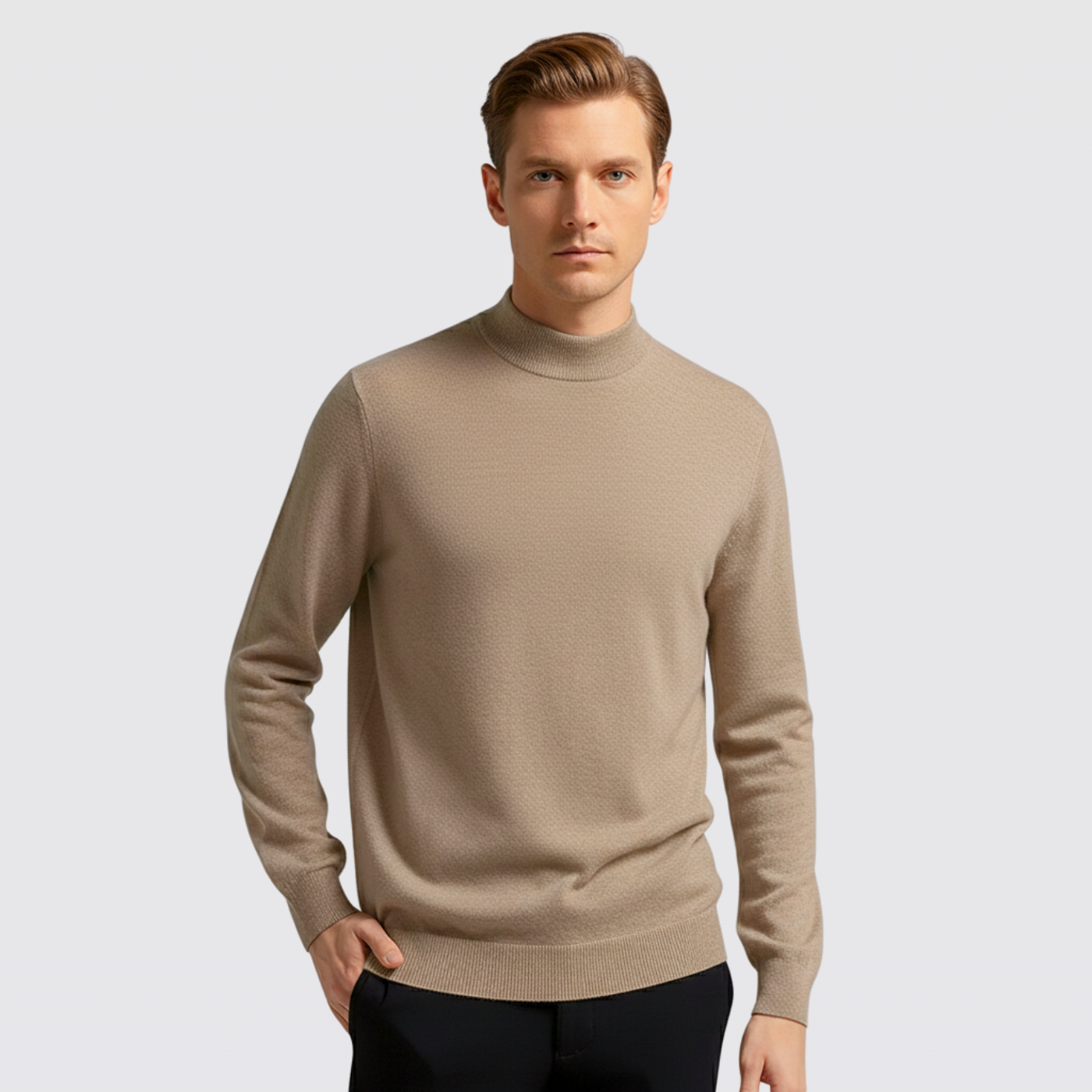 Men's High Neck Textured Knit Winter Jumper