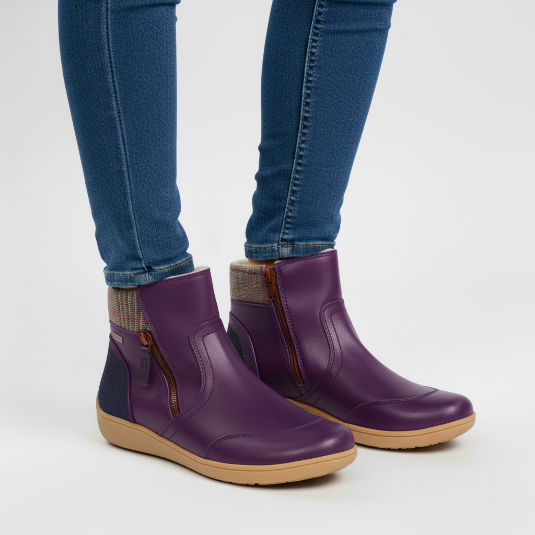 Women's Waterproof Leather Ankle Winter Boots with Anti-Slip Sole