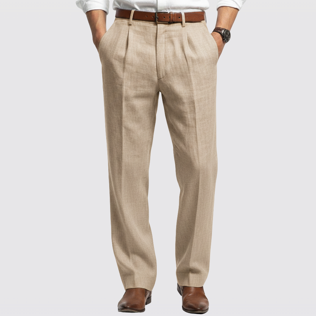 Men's Pleated Trousers Relaxed Baggy Fit