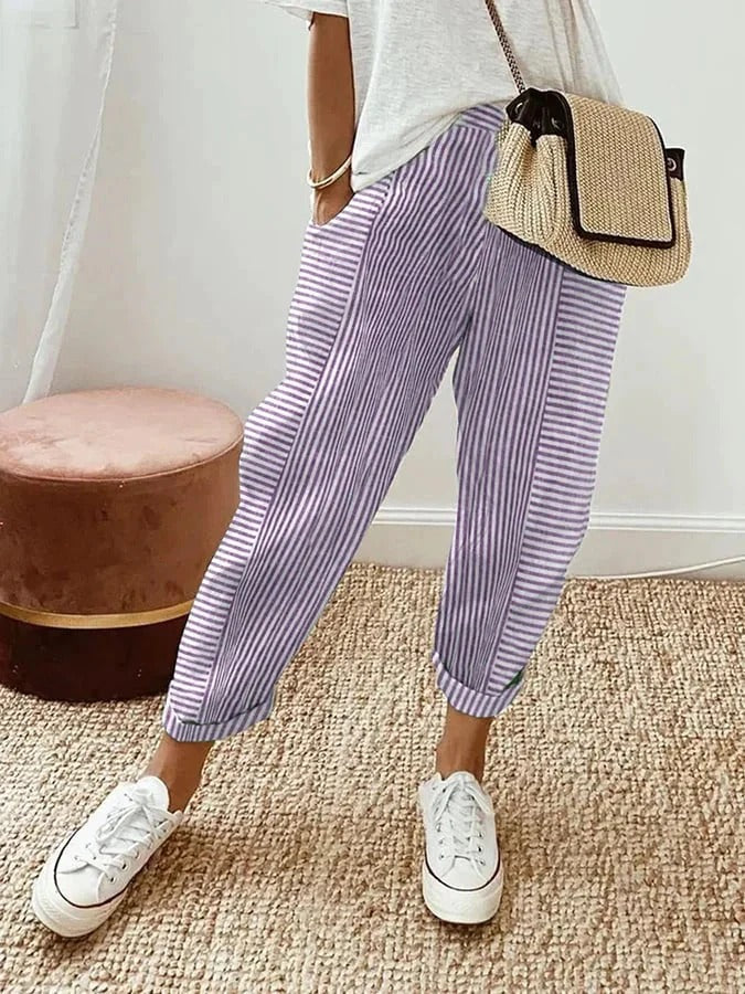 Hollis™ | Linen Striped Trousers