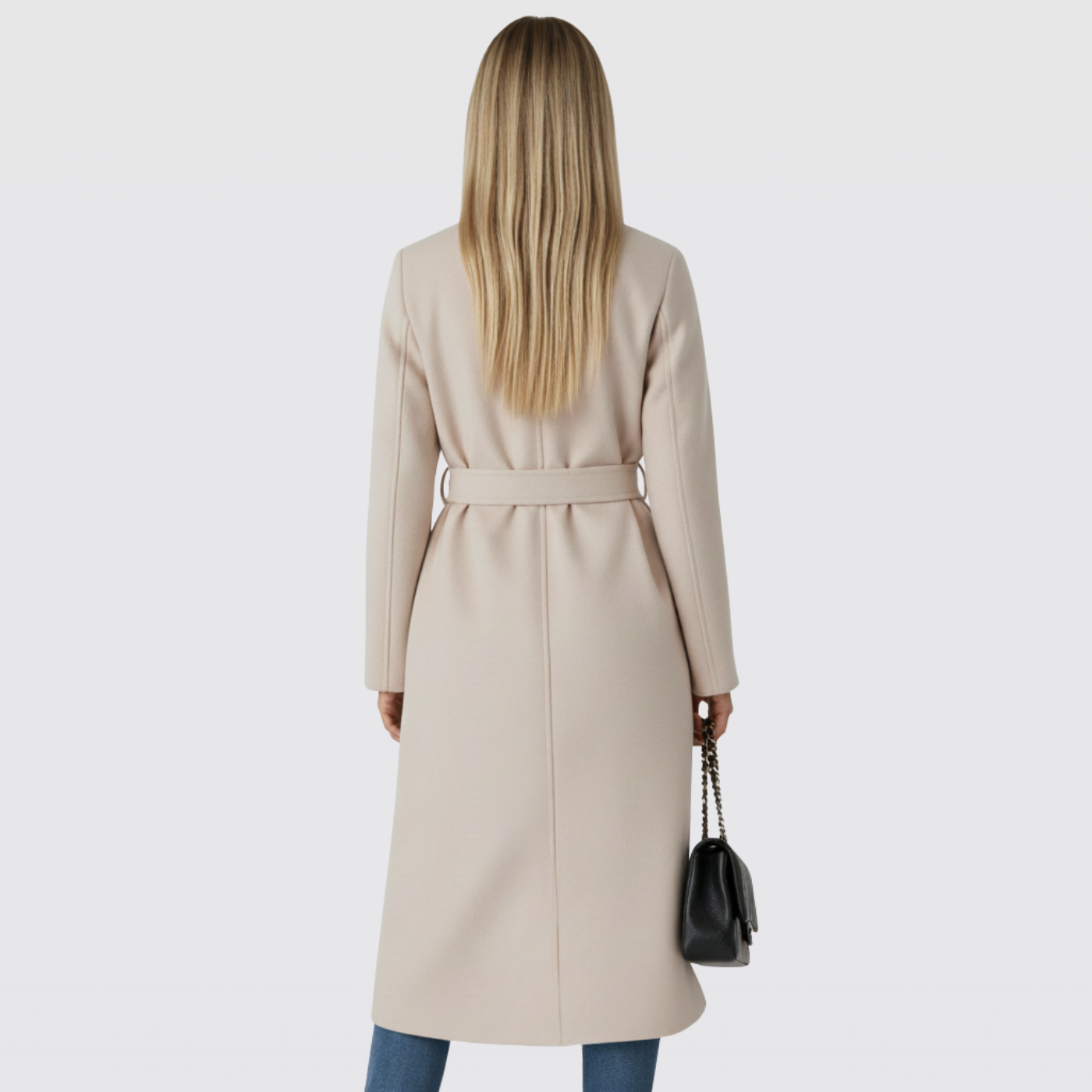 Women's Double Breasted Belted Long Winter Trench Coat