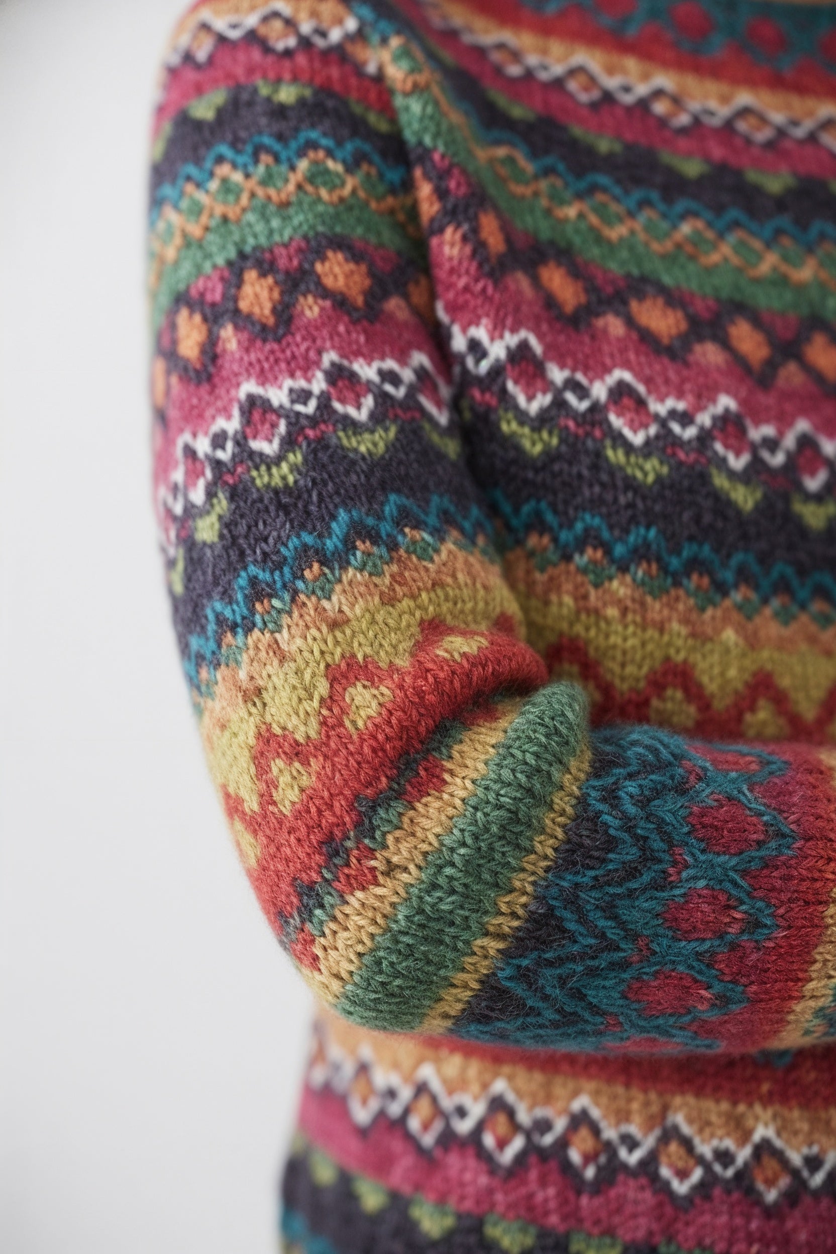 Women's Colourful Fair Isle Crew Neck Yoke Jumper