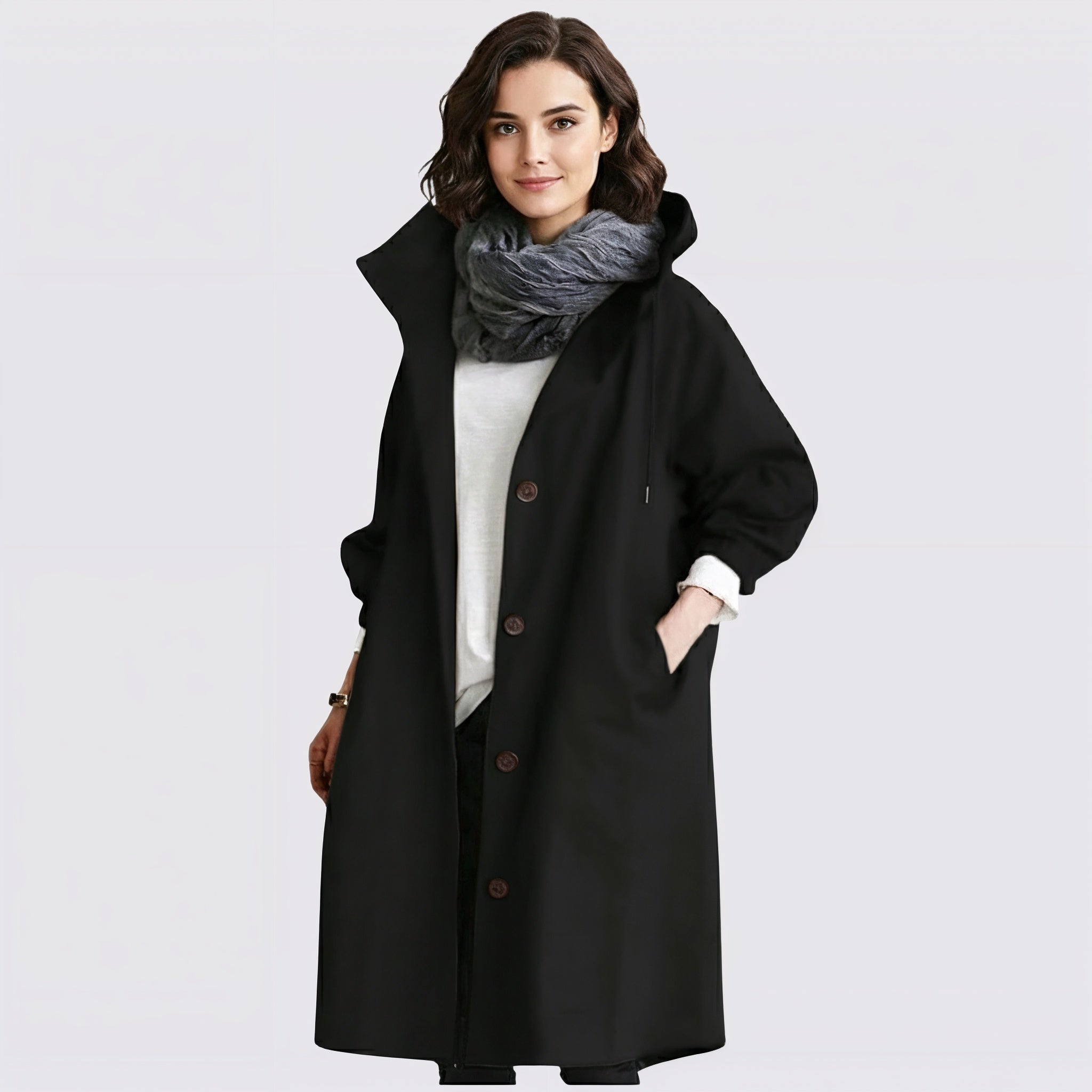 Women's Lightweight Hooded Winter Trench Coat