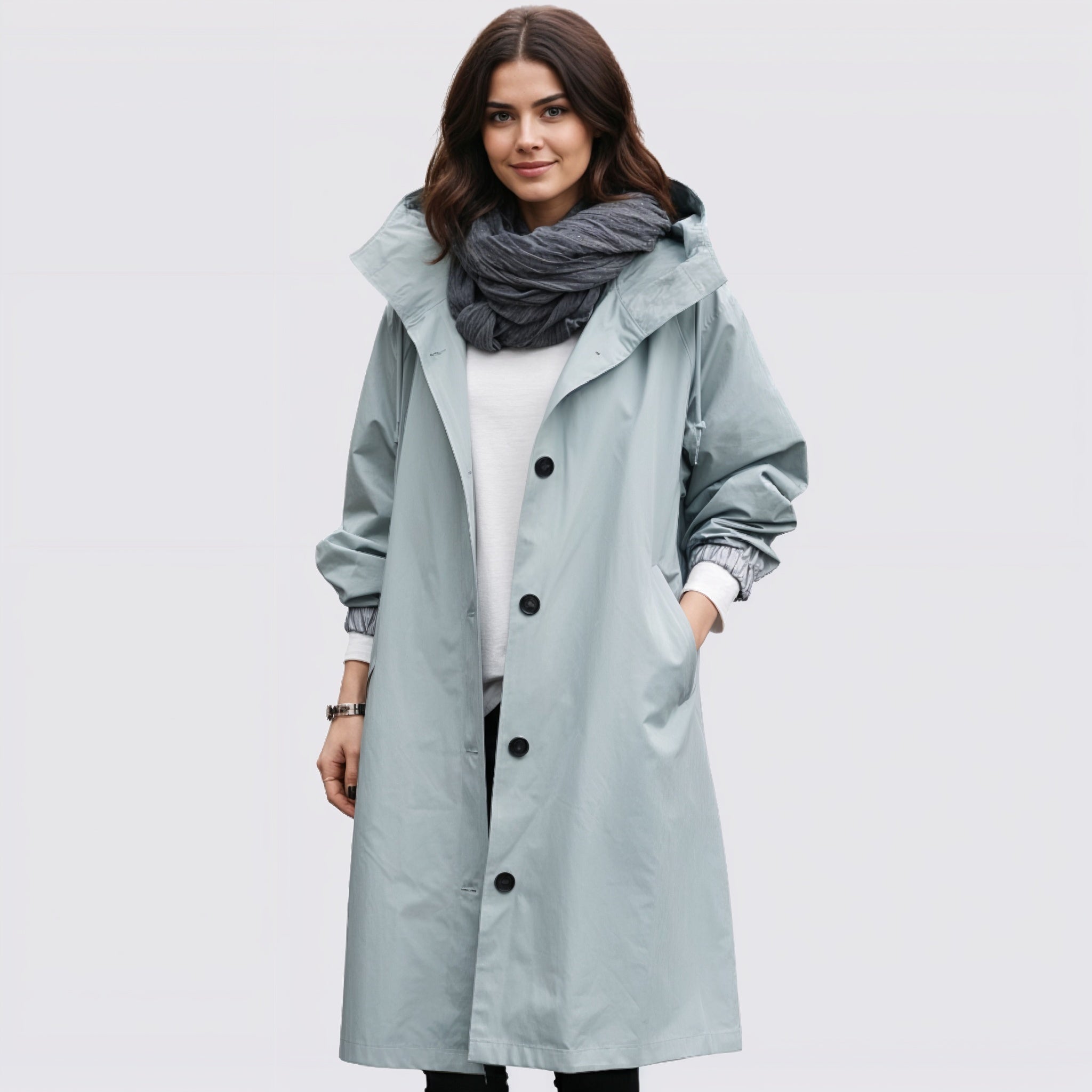 Women's Lightweight Hooded Winter Trench Coat