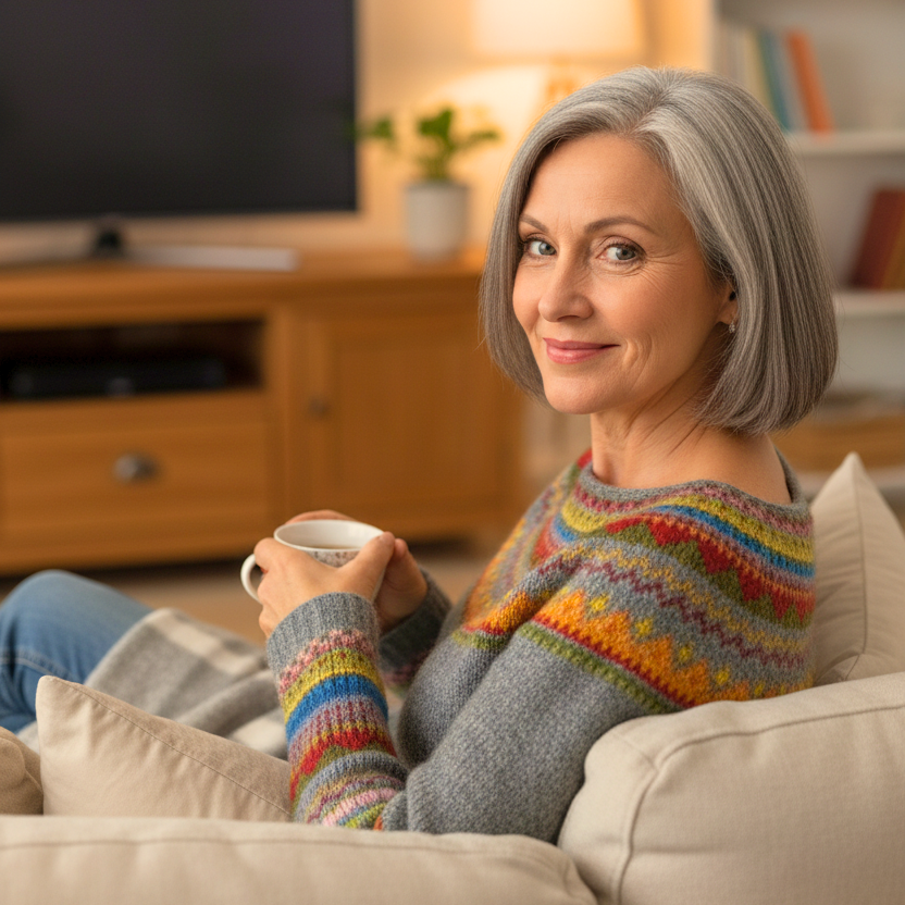 Women's Grey Fair Isle Crew Neck Yoke Jumper