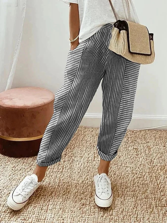 Hollis™ | Linen Striped Trousers