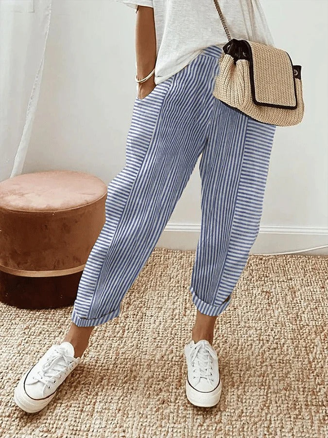 Hollis™ | Linen Striped Trousers