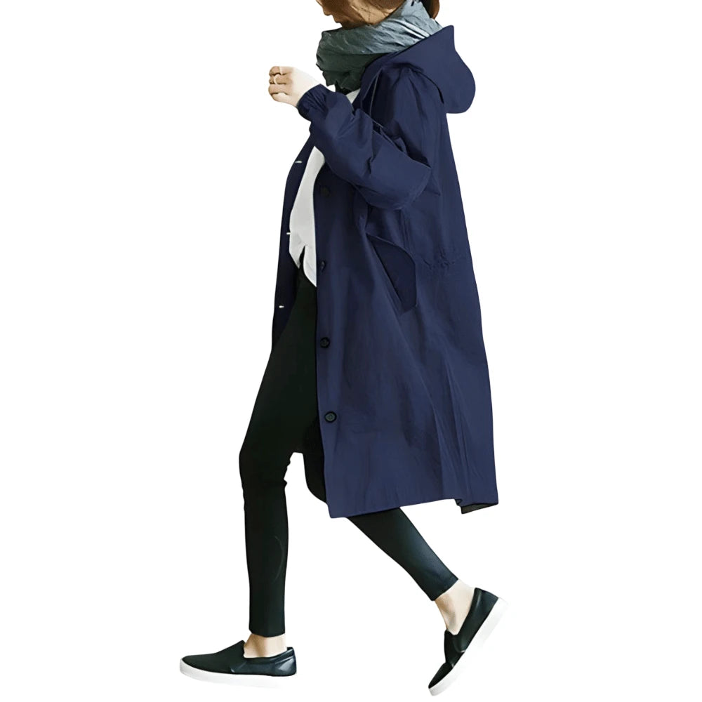 Women's Lightweight Hooded Winter Trench Coat