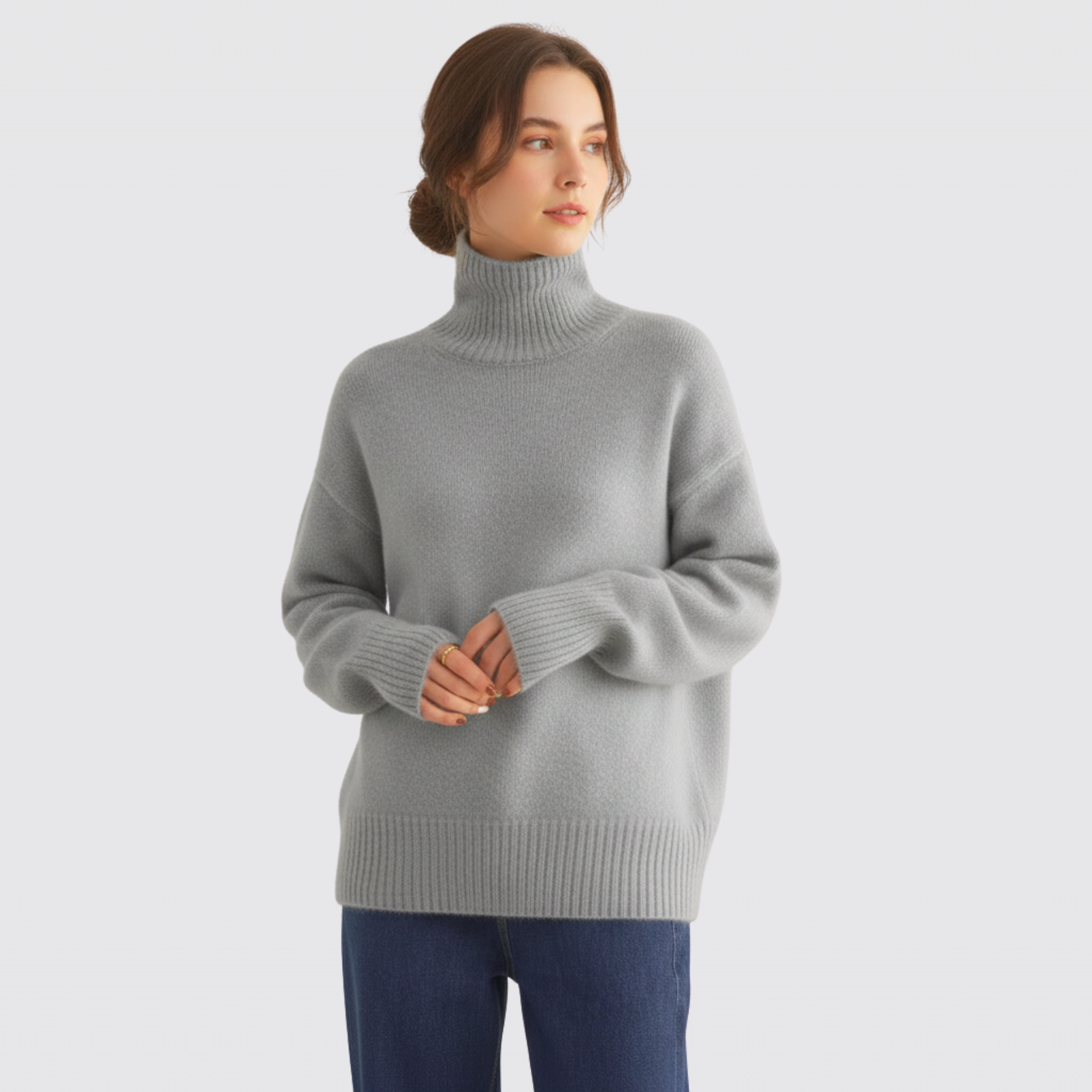 Women's Cosy Cashmere Roll Neck Winter Jumper