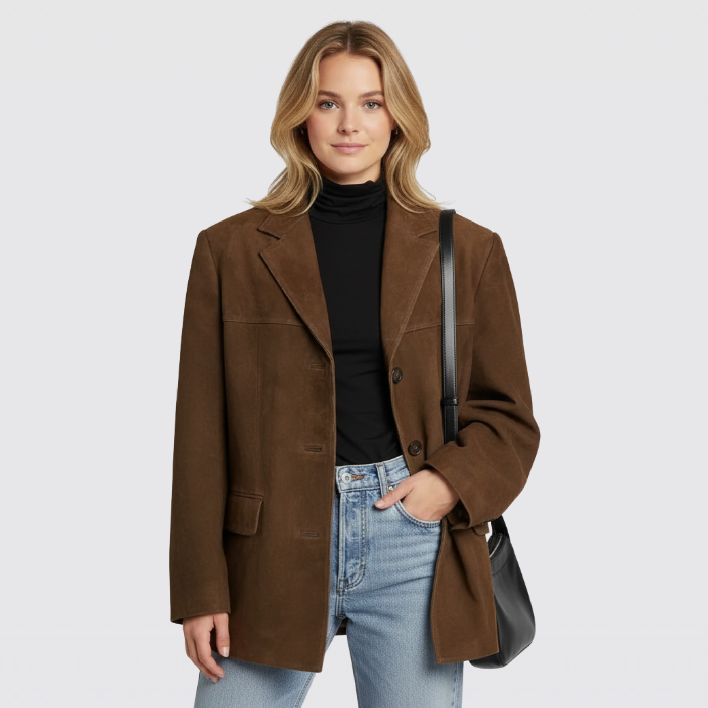 Women's Oversized Suede Vintage Blazer Jacket