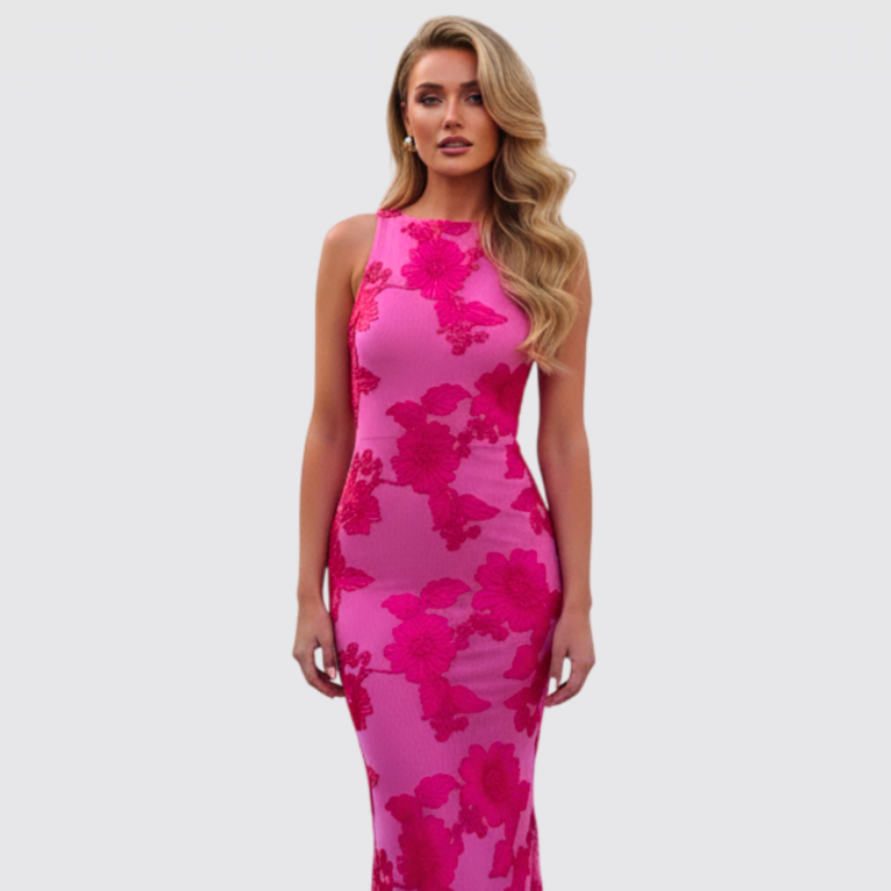 Women's Floral Embroidery Sleeveless Maxi Party Dress