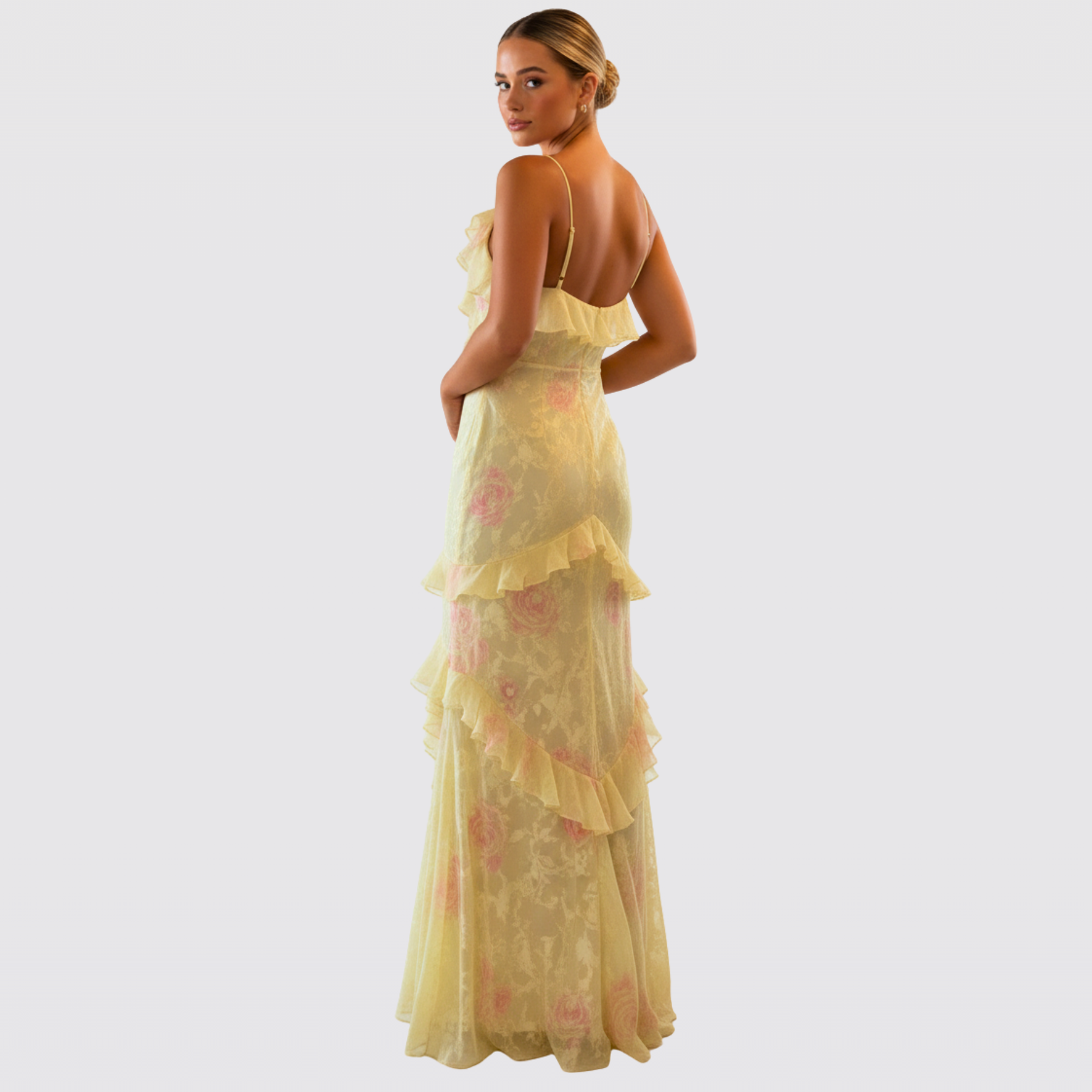 Women's Floral Ruffle Christmas Party Maxi Dress