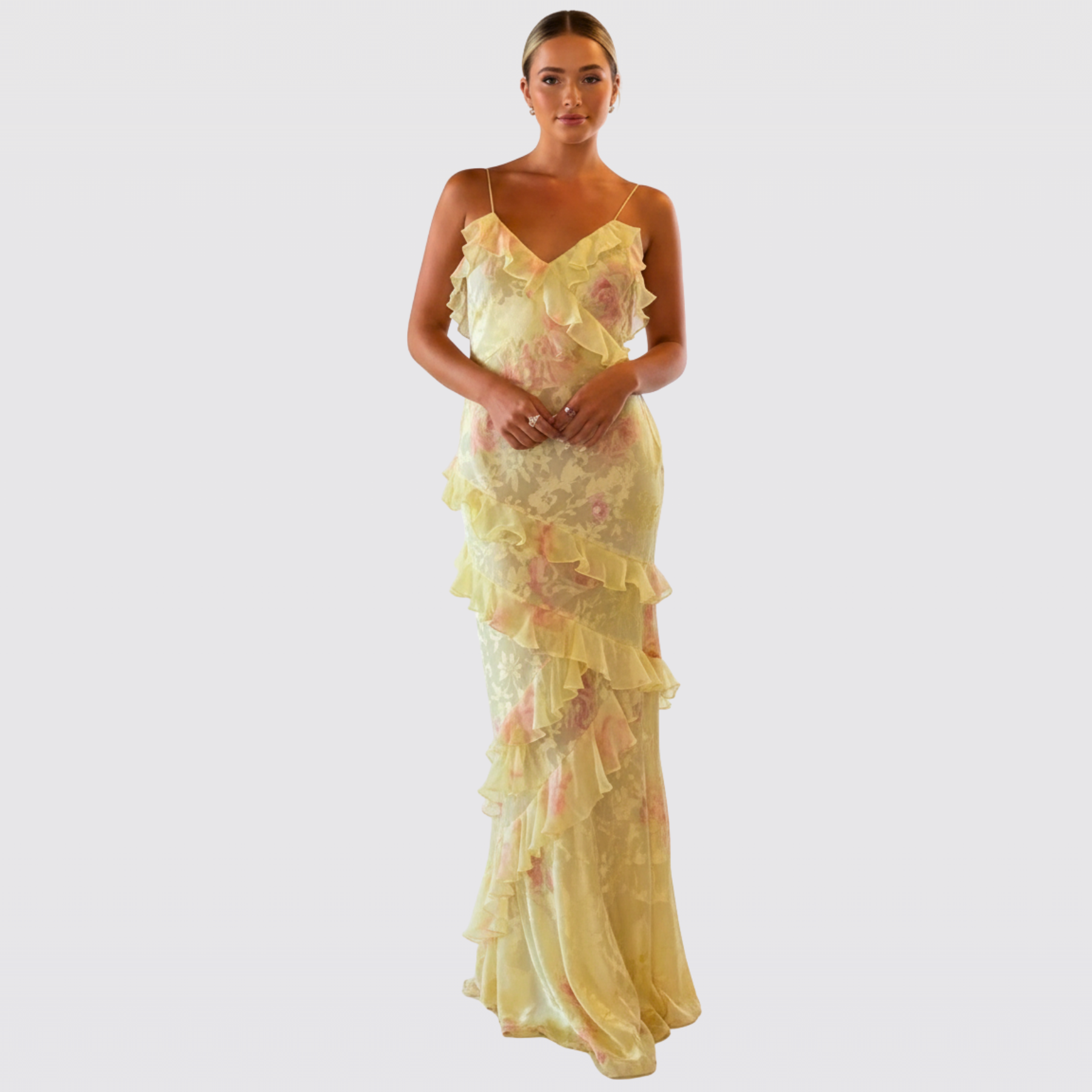 Women's Floral Ruffle Christmas Party Maxi Dress