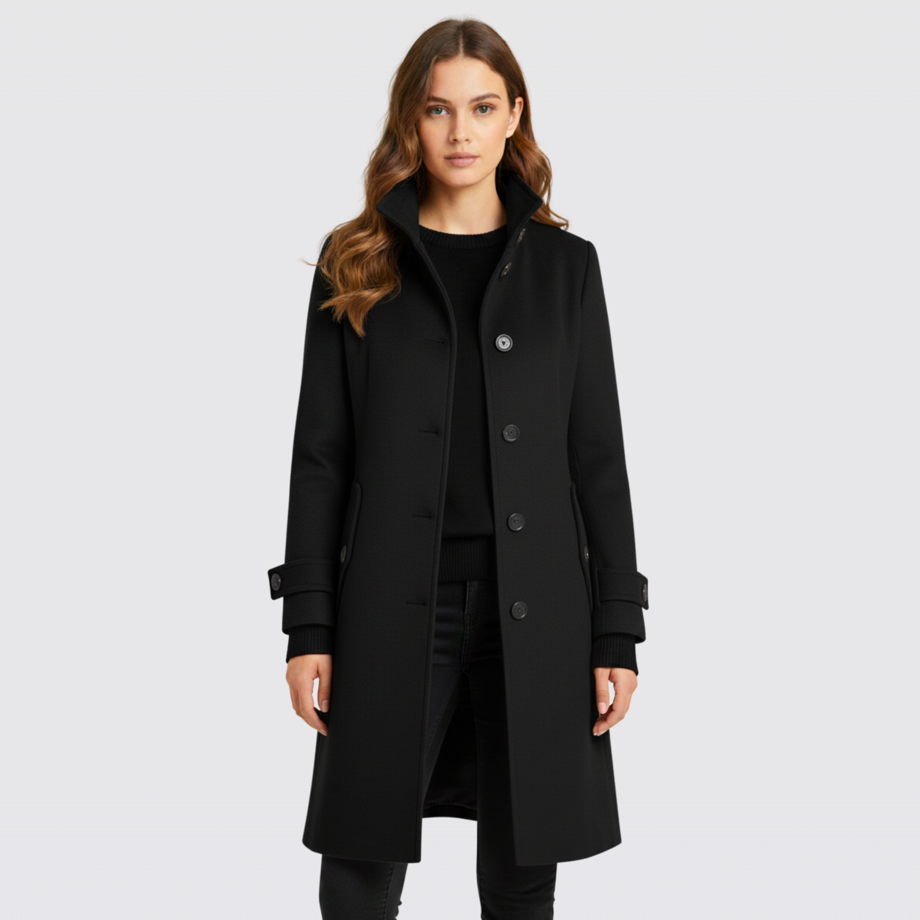 Women's Belted Long Wool Blend Winter Trench Coat