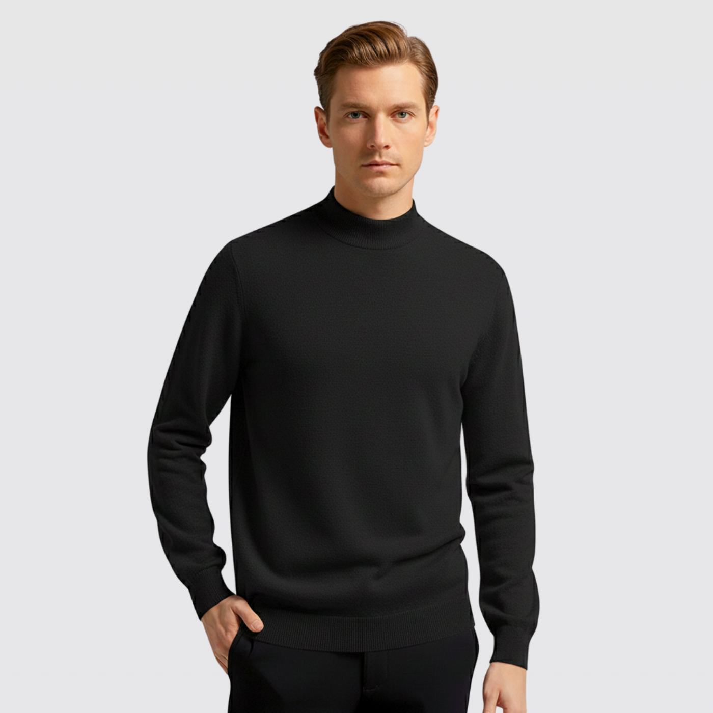 Men's High Neck Textured Knit Winter Jumper