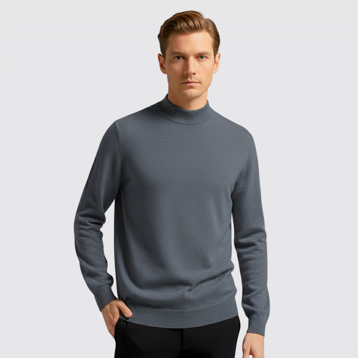 Men's High Neck Textured Knit Winter Jumper