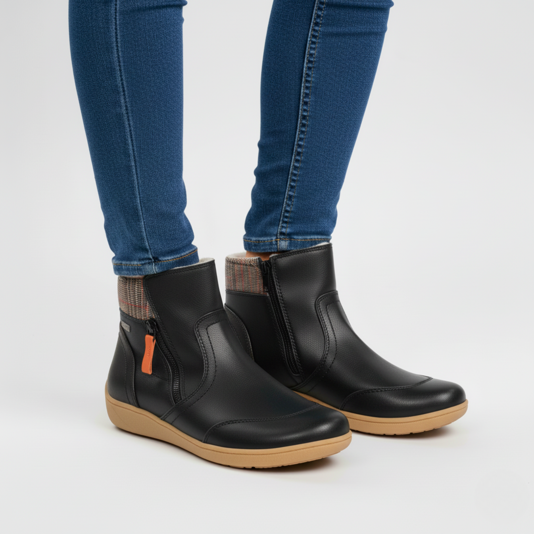 Women's Waterproof Leather Ankle Winter Boots with Anti-Slip Sole