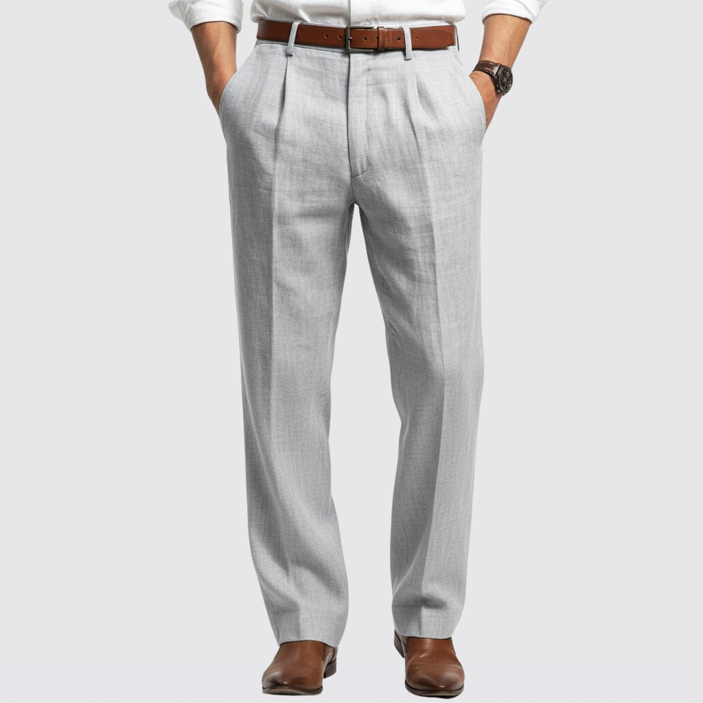 Men's Pleated Trousers Relaxed Baggy Fit