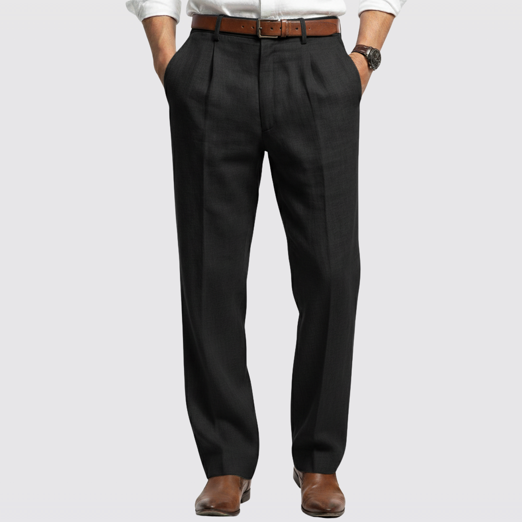 Men's Pleated Trousers Relaxed Baggy Fit