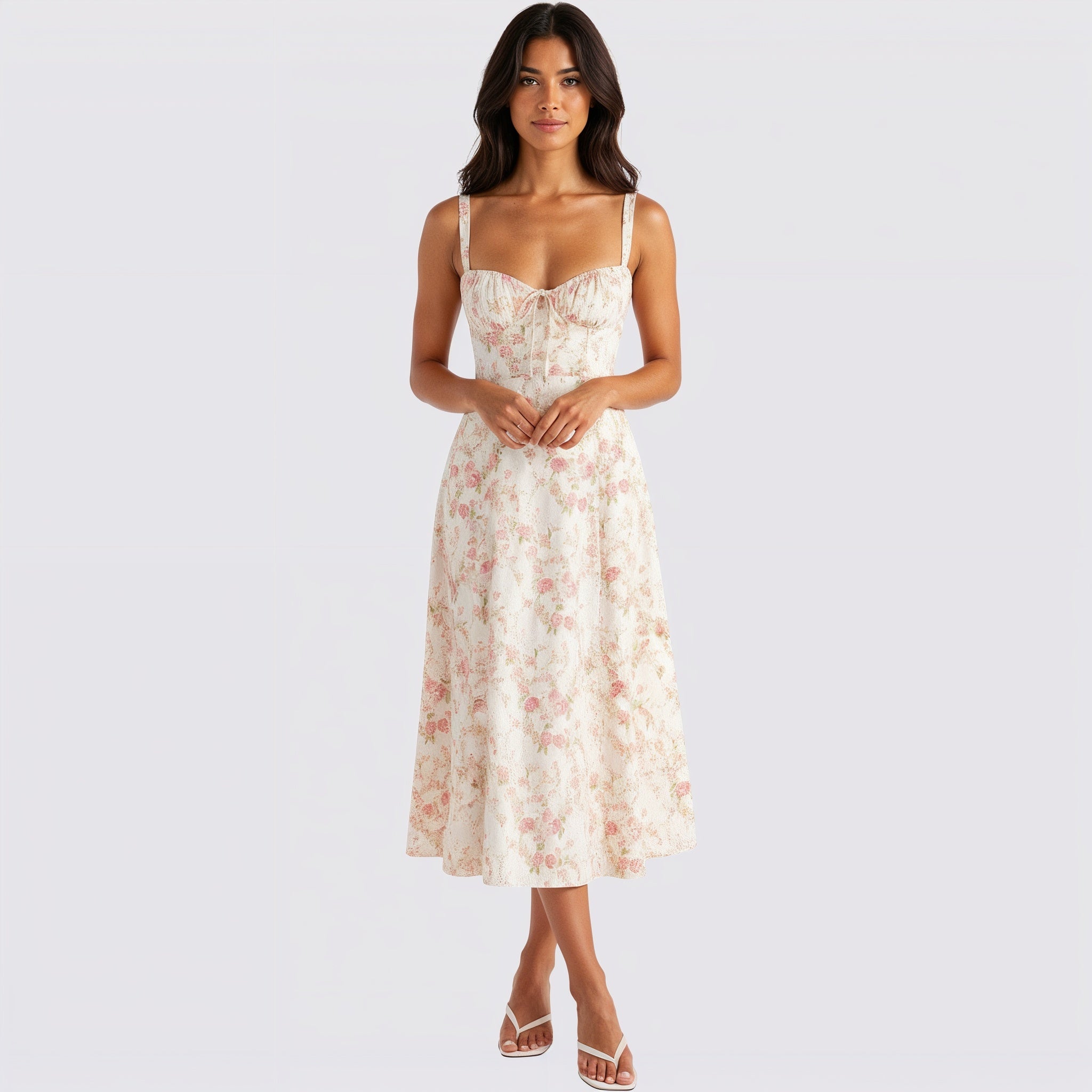 Women's Lace Up Corset Party Wear Midi Dress