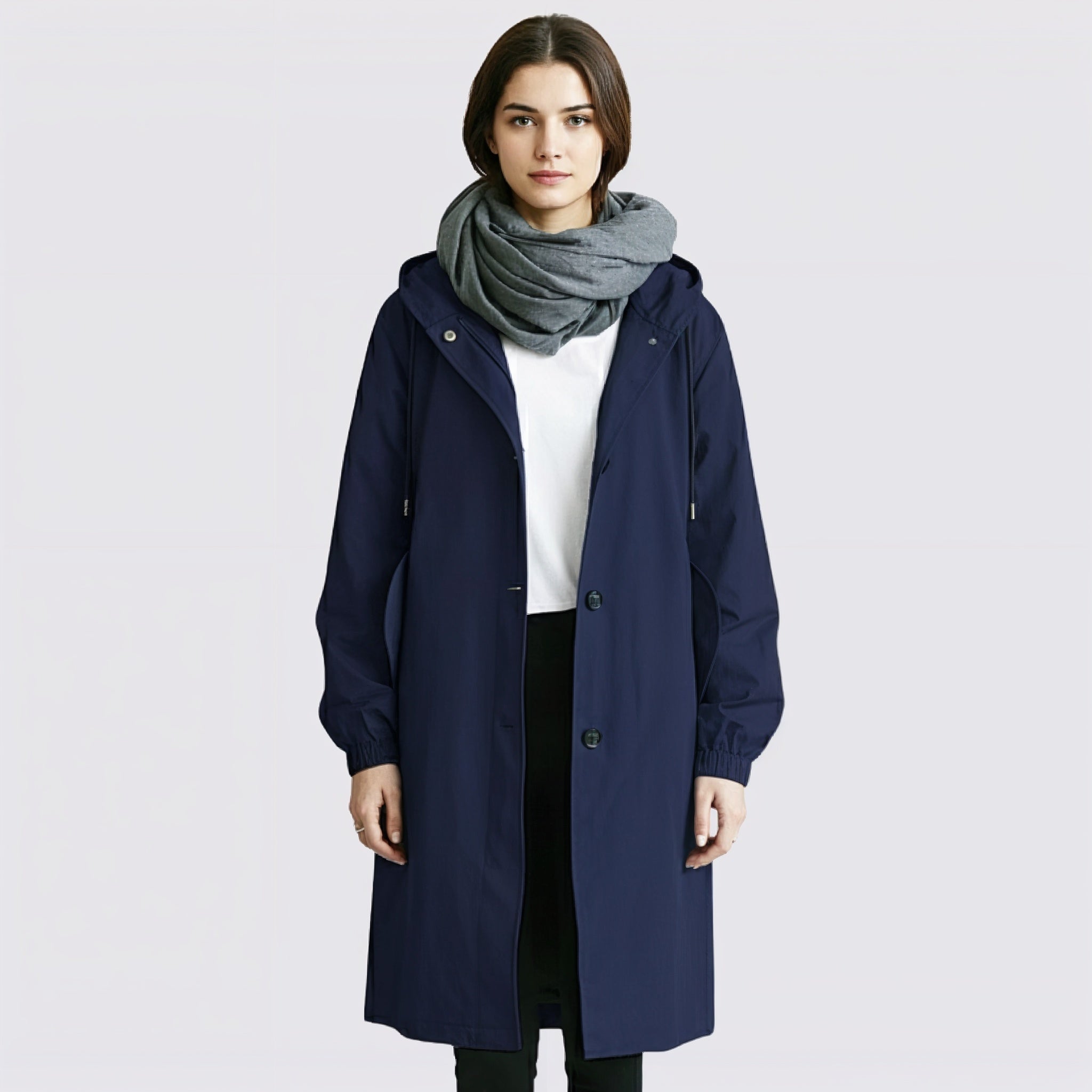 Women's Lightweight Hooded Winter Trench Coat