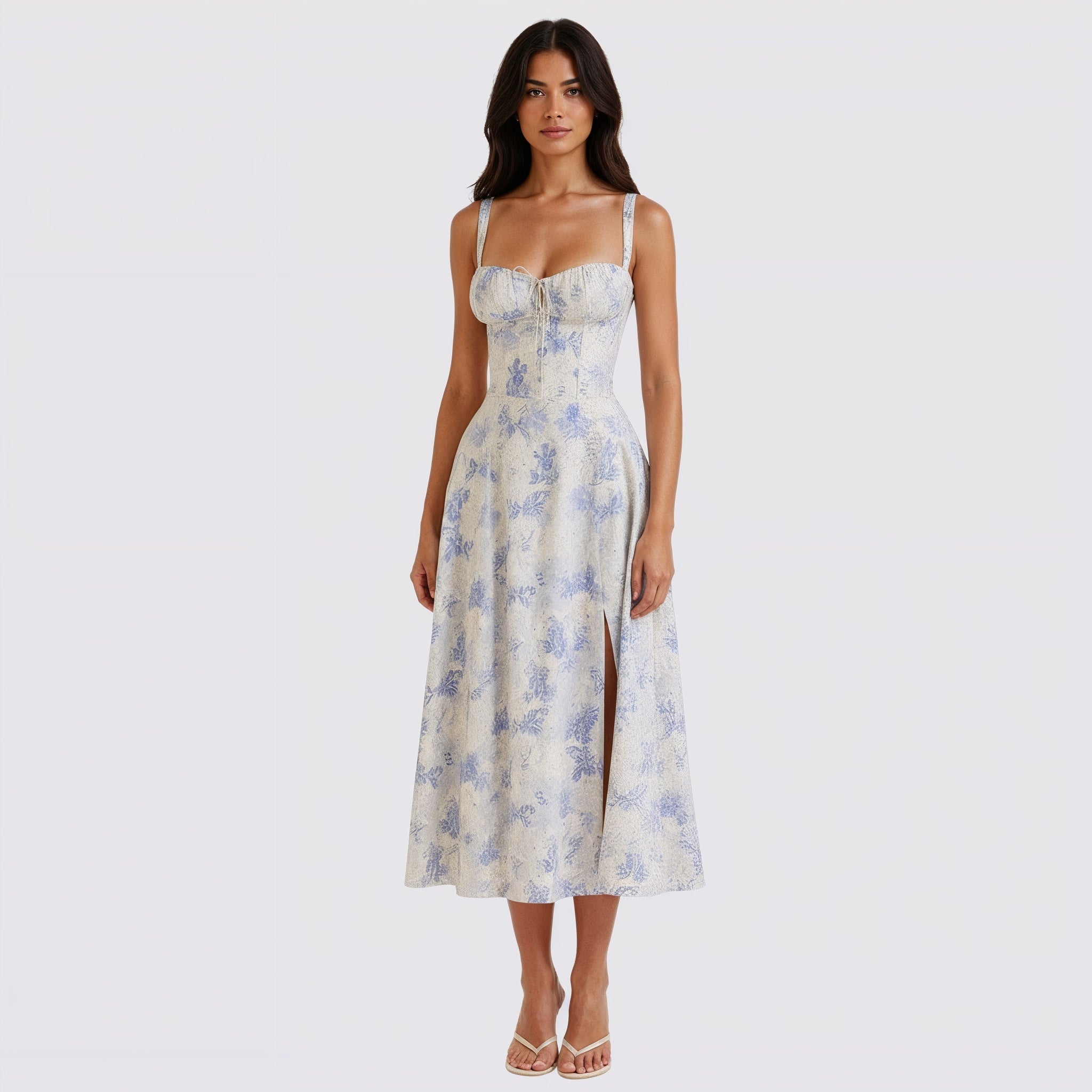 Women's Lace Up Corset Party Wear Midi Dress