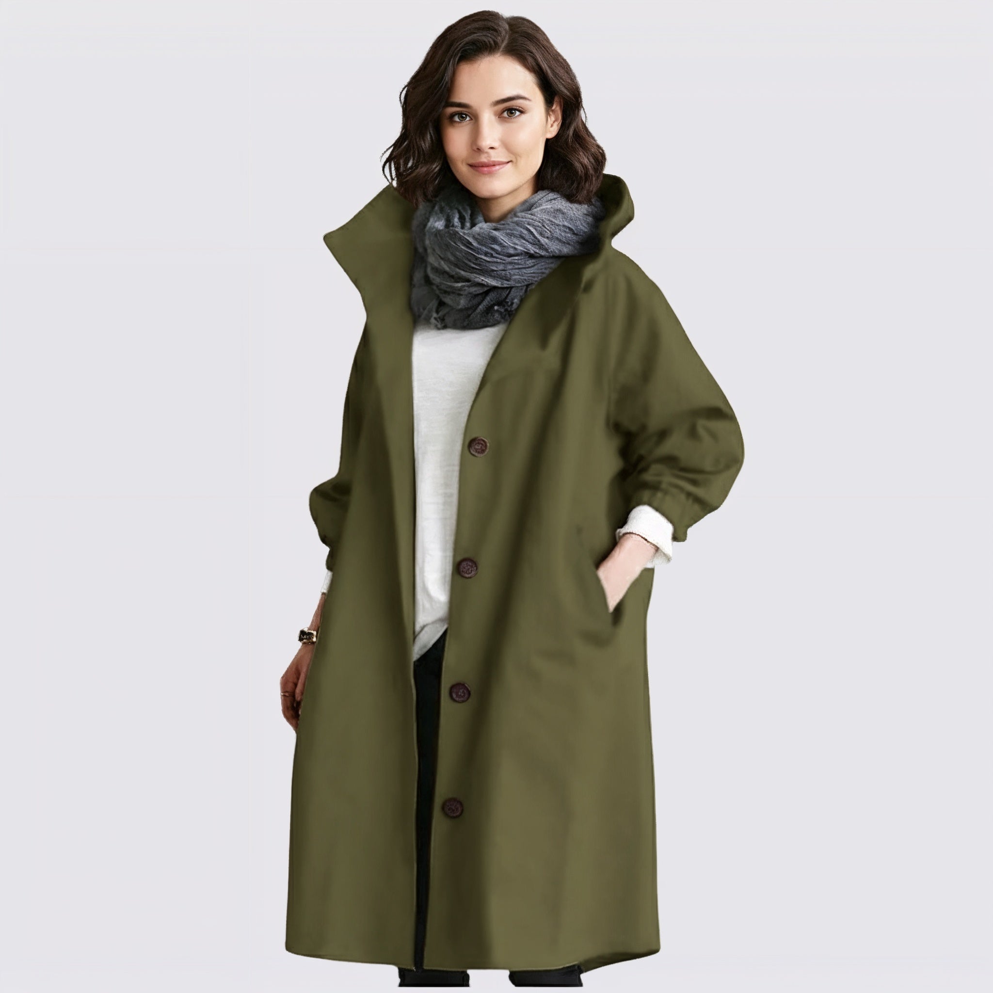 Women's Lightweight Hooded Winter Trench Coat